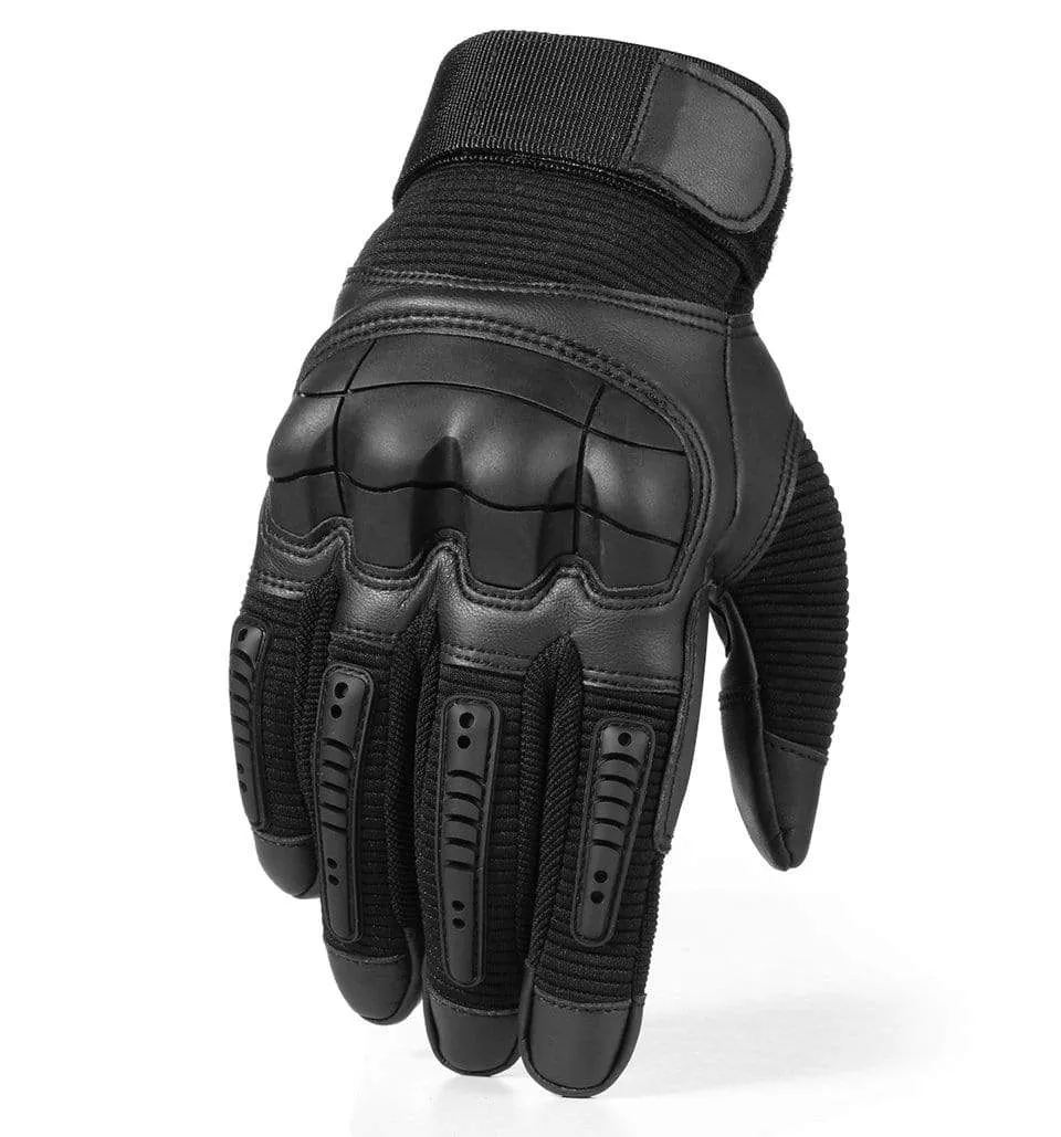 Black Moto Motocross Glove Men Leather Motorcycle Full Finger Gloves Cycling Bike Bicycle Riding BMX Enduro Work Mittens Summer