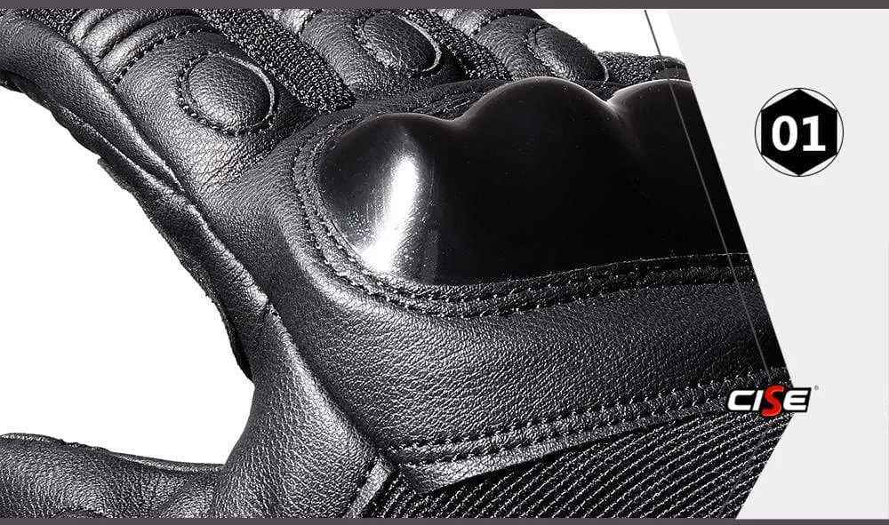 Black Moto Motocross Glove Men Leather Motorcycle Full Finger Gloves Cycling Bike Bicycle Riding BMX Enduro Work Mittens Summer