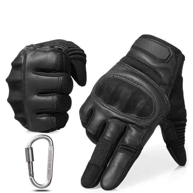 Black Moto Motocross Glove Men Leather Motorcycle Full Finger Gloves Cycling Bike Bicycle Riding BMX Enduro Work Mittens Summer