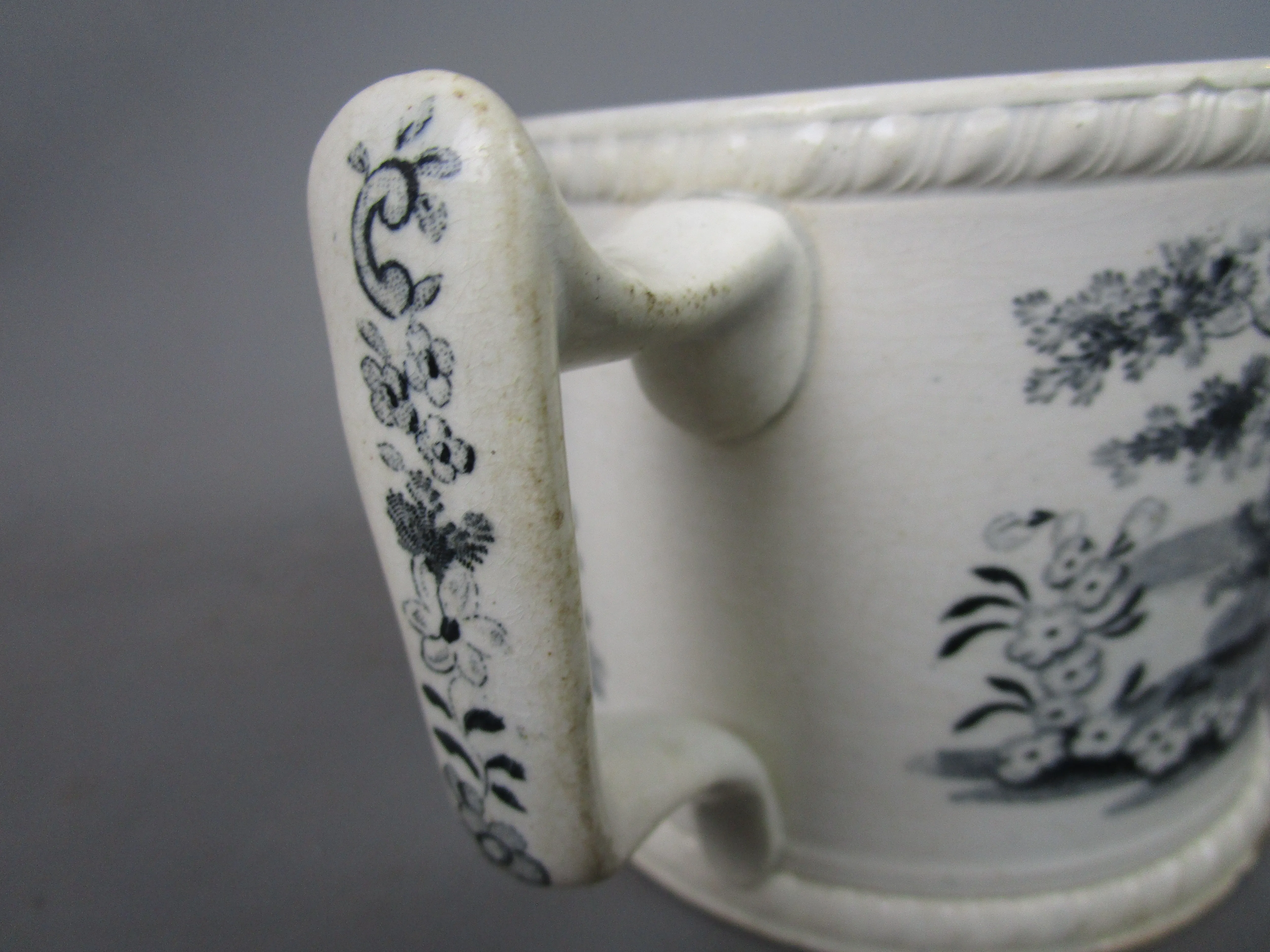 Black Transferware Tankard Antique Victorian c1840