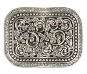 Blazin Roxx Rectangle Buckle Floral Filigree Crystal