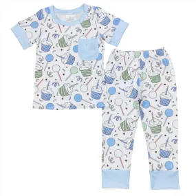 Blue Cupcakes and Suckers Short Sleeve Loungewear Set