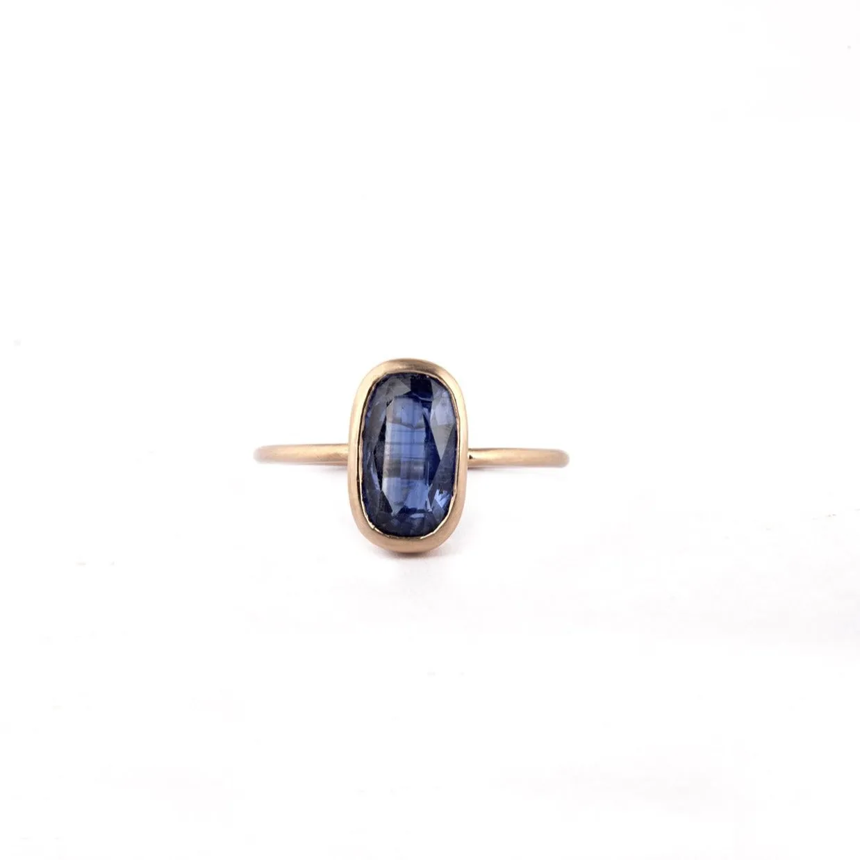 Blue Kyanite Oval Ring in 14k Gold by Margaret Solow