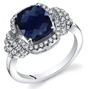 Blue Sapphire Cushion Cut Sterling Silver Ring Size 5