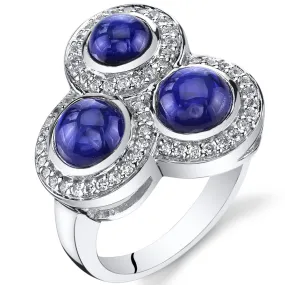 Blue Sapphire Round Cut Sterling Silver Ring Size 6