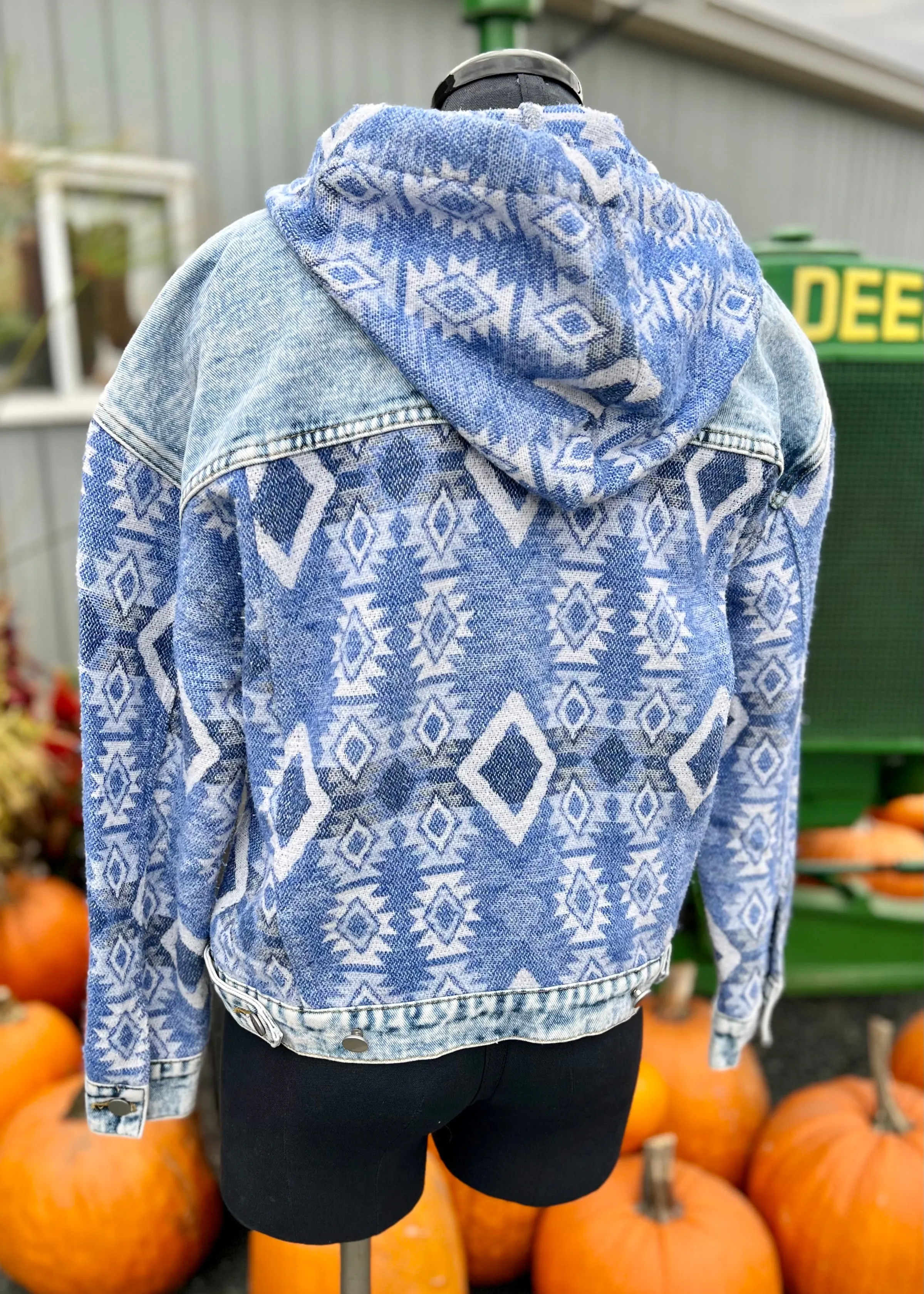 Blue Southwest Woven Hoodie Jacket