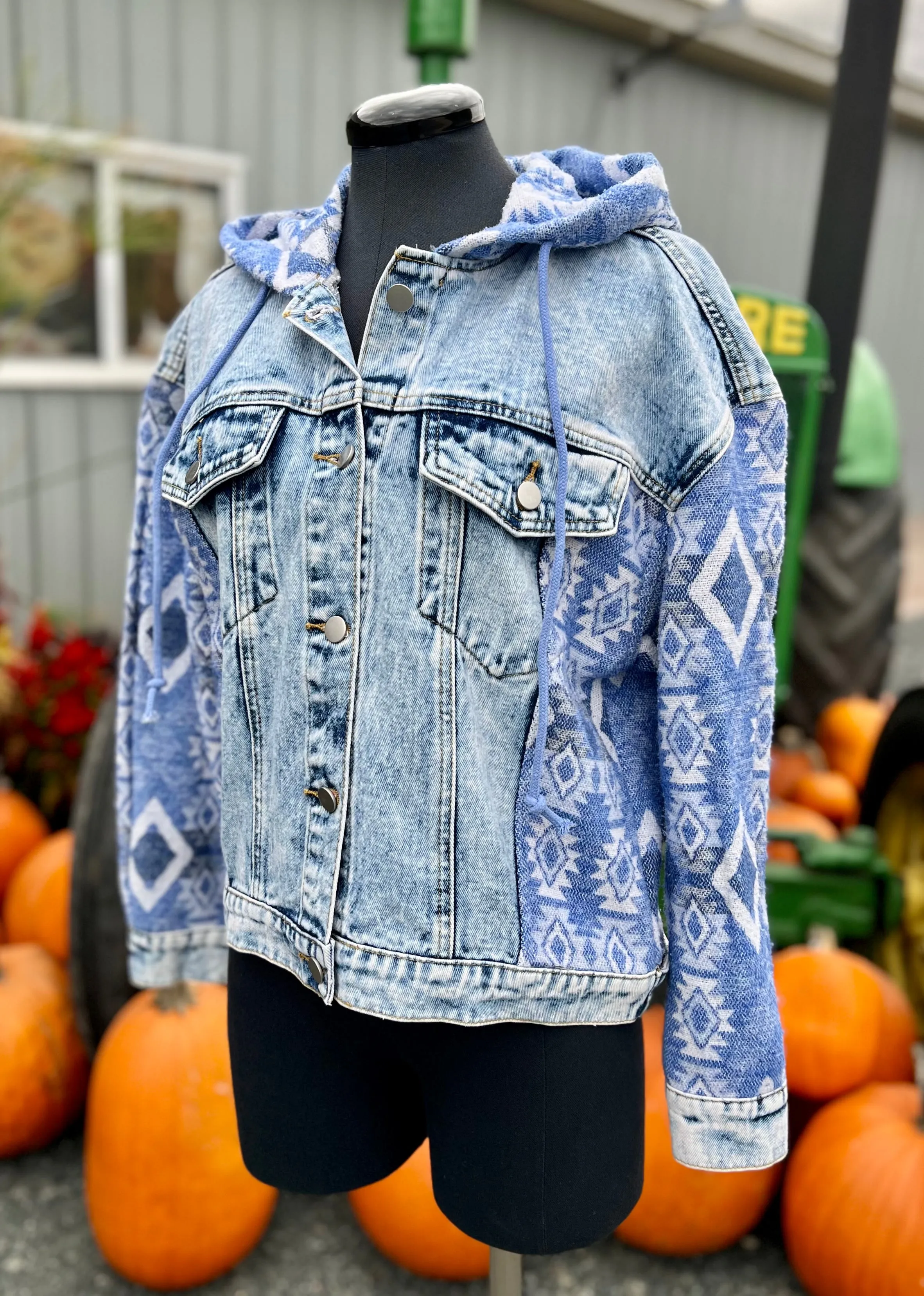 Blue Southwest Woven Hoodie Jacket