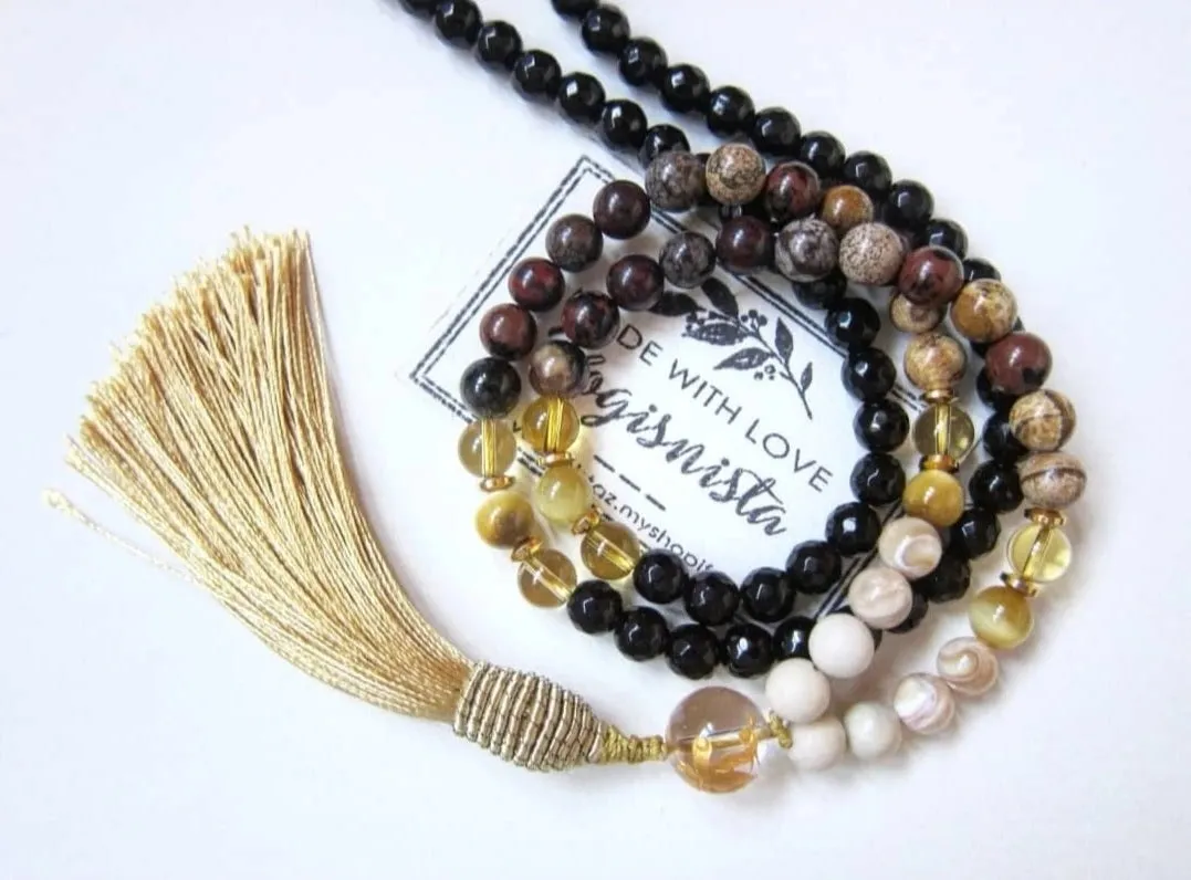 Bohemian Necklaces in Goddess Gold Tone Mala Necklace