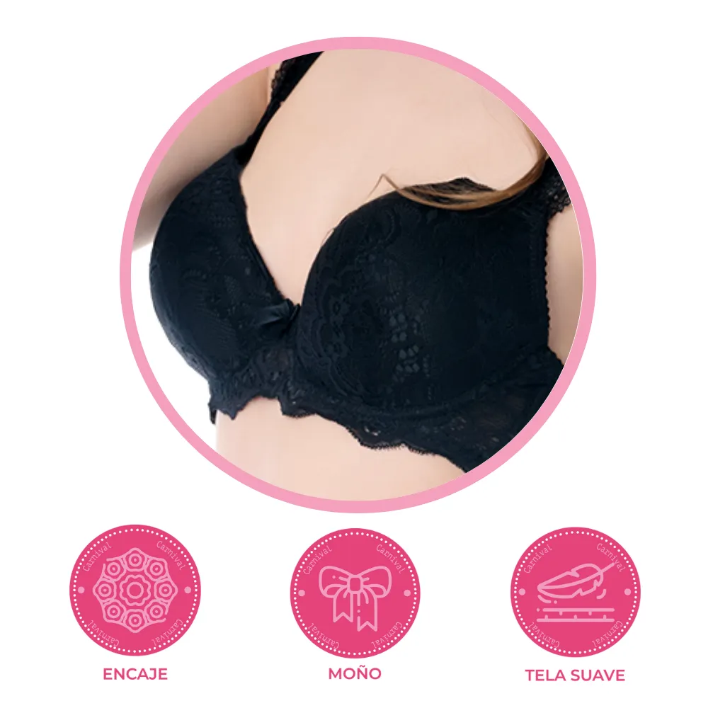 Brasier coordinable de copa completa con encaje negro 24599 Lady Carnival