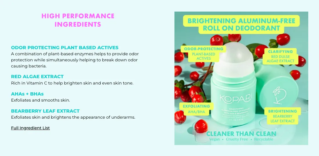 Brightening Aluminum-Free Roll On Deodorant