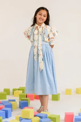 Brindle Jaspé- Cotton Satin Dress With Attached Shrug For Girls