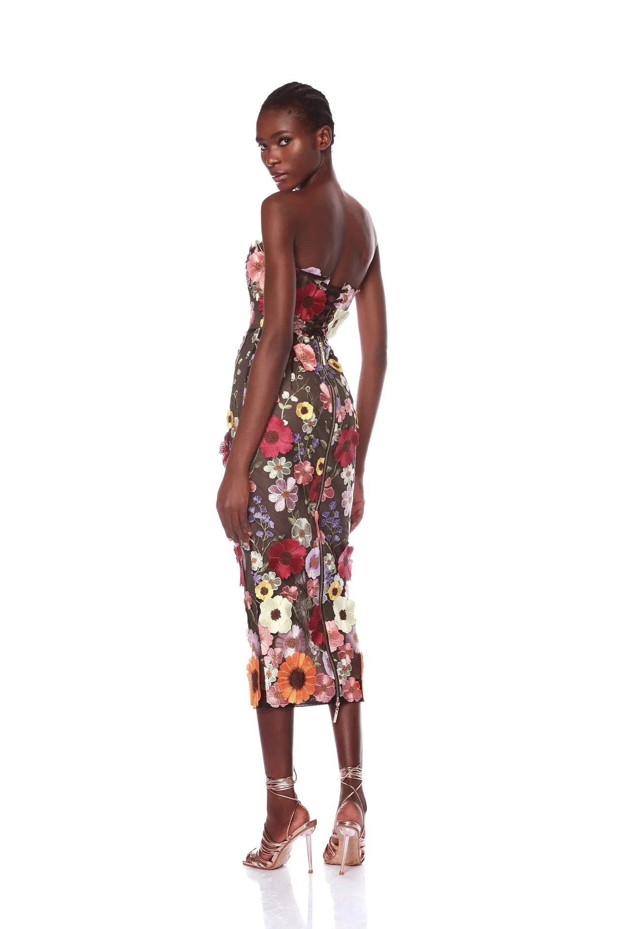 Bronx and Banco - Bouquet Midi Dress - Black Multi