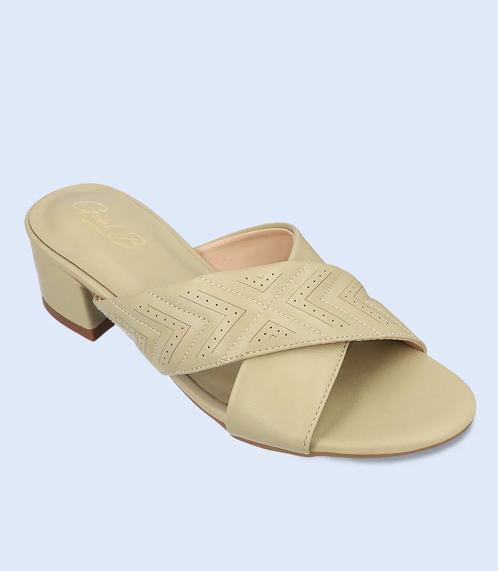 BW7335-LIGHT-GRN-Women Casual Slipper Heels