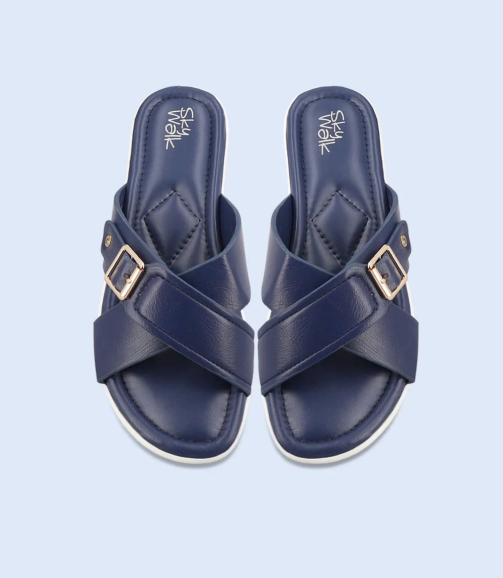 BW7553-NAVY-Women Comfort Slipper