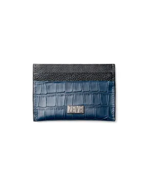 Card Holder - Dark Turquoise Matte Croco Leather