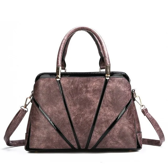 Casual Top-Handle PU Leather Tote Bag, Crossbody Bag and Handbag