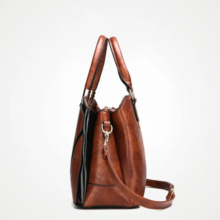 Casual Top-Handle PU Leather Tote Bag, Crossbody Bag and Handbag