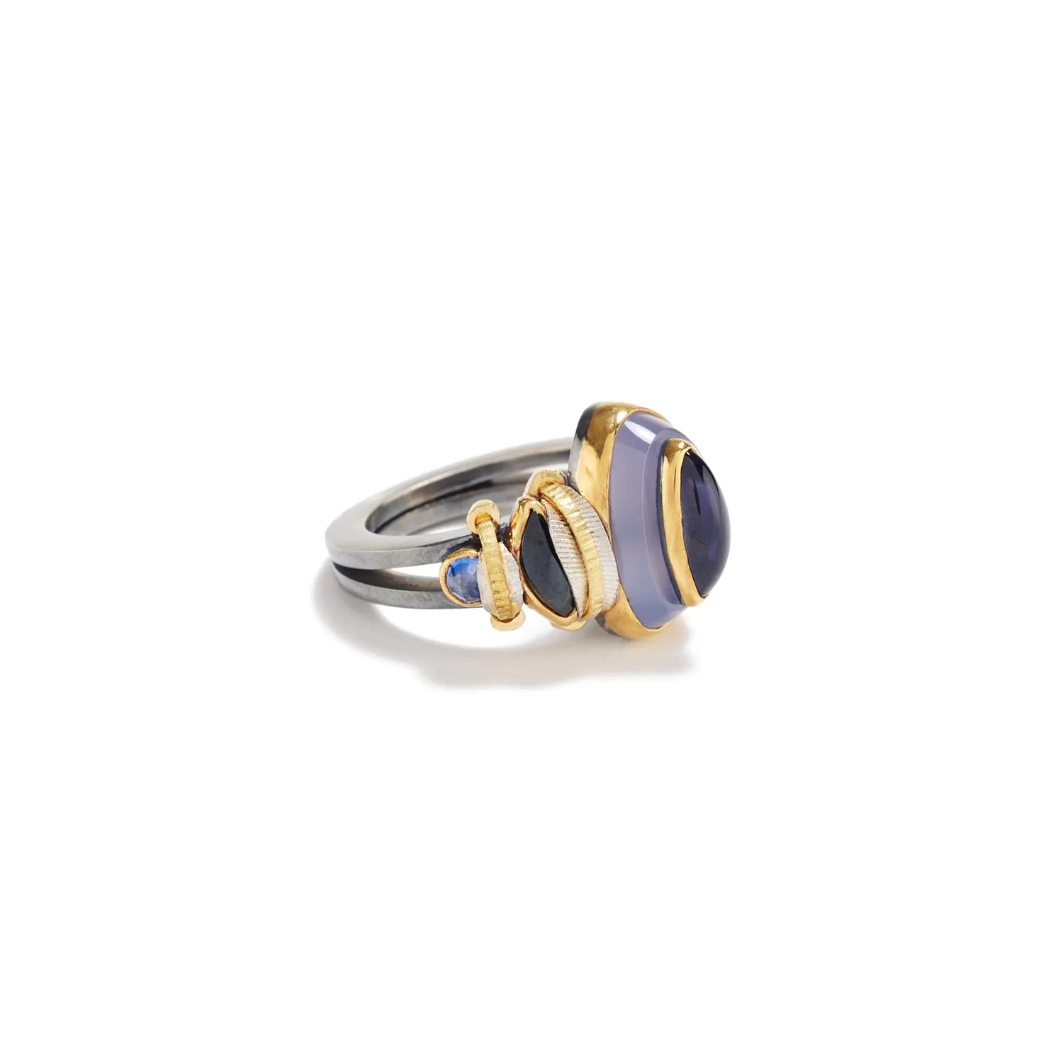 Chalcedony & Iolite Ring