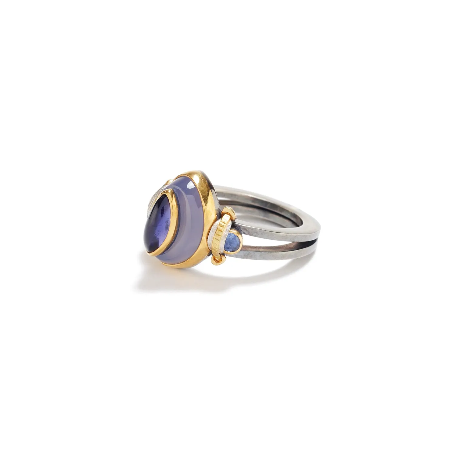 Chalcedony & Iolite Ring