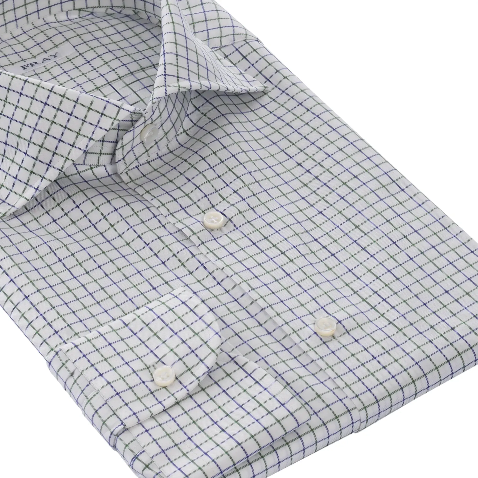 Checked White Shirt with Cutaway Collar