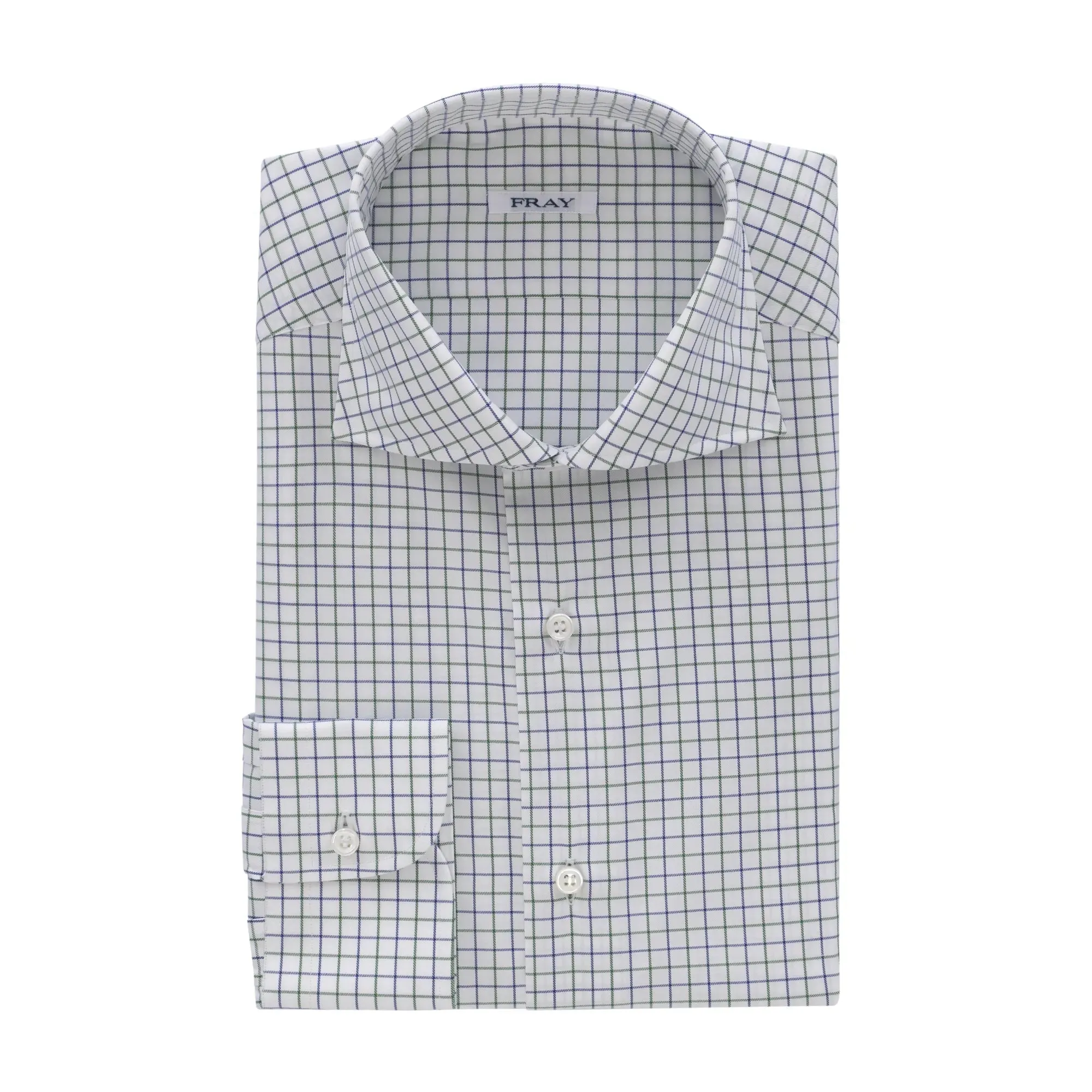 Checked White Shirt with Cutaway Collar