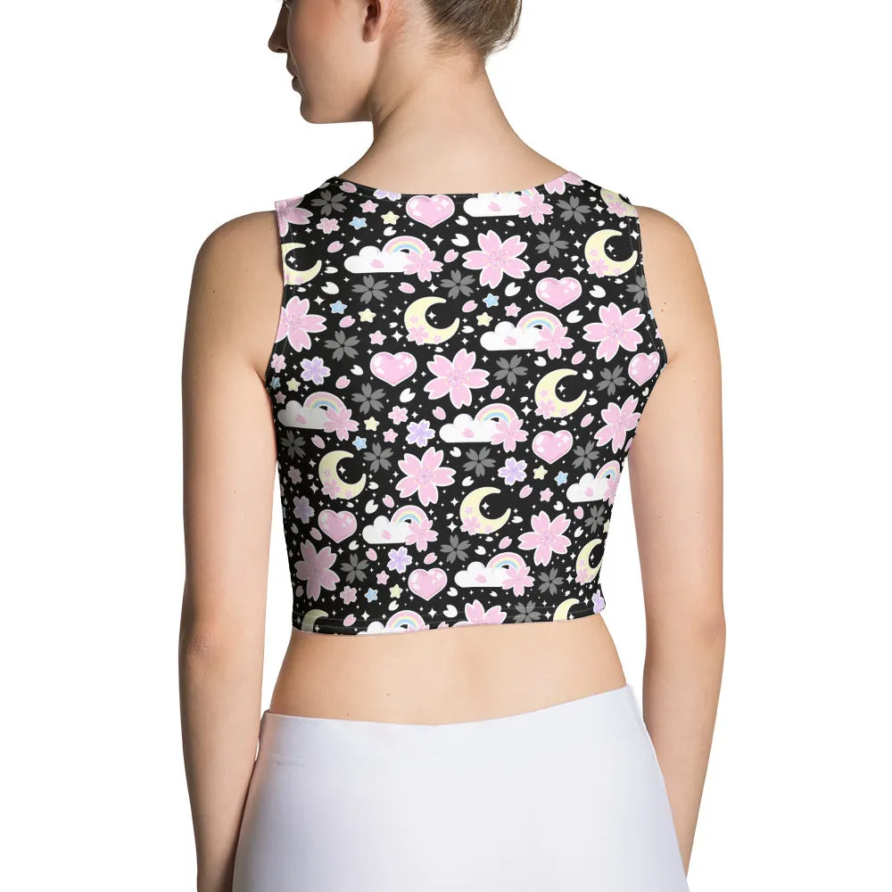 Cherry Blossom Dreams Black Crop Top