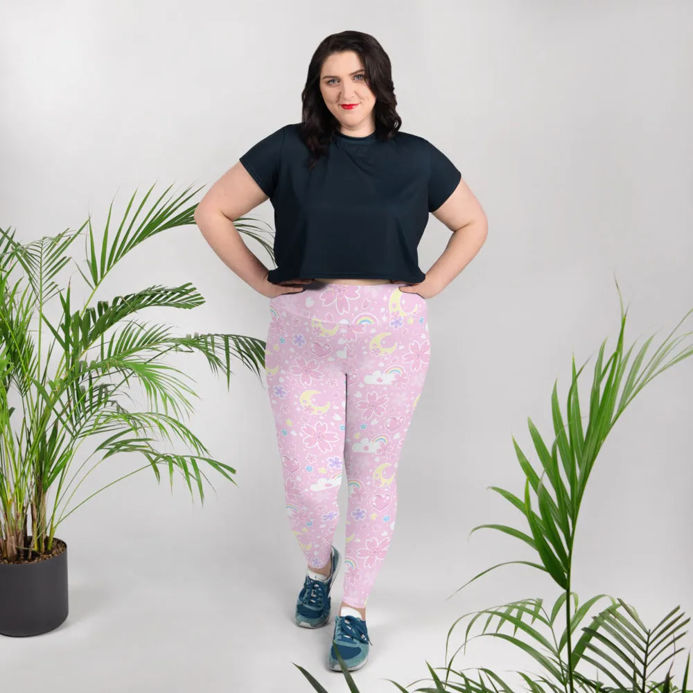 Cherry Blossom Dreams Pink Plus Size Leggings