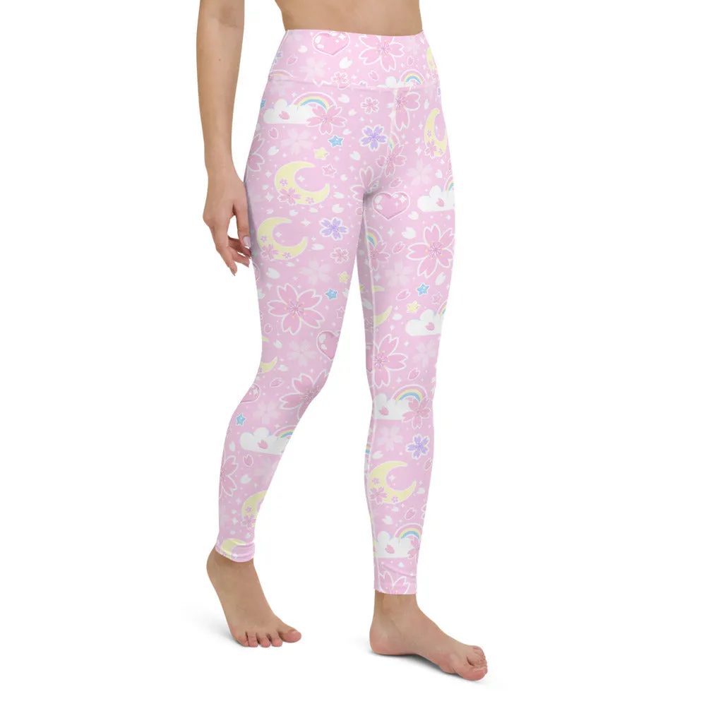 Cherry Blossom Dreams Pink Yoga Leggings