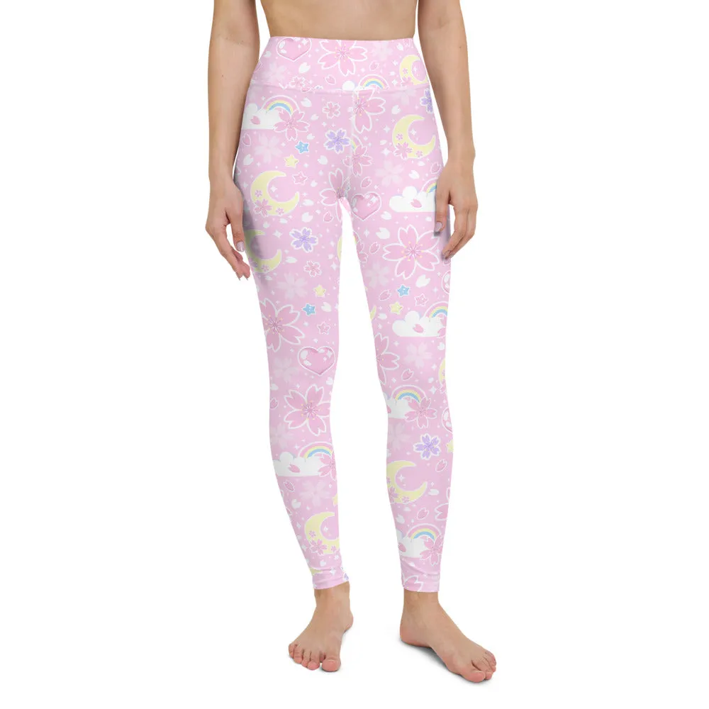 Cherry Blossom Dreams Pink Yoga Leggings