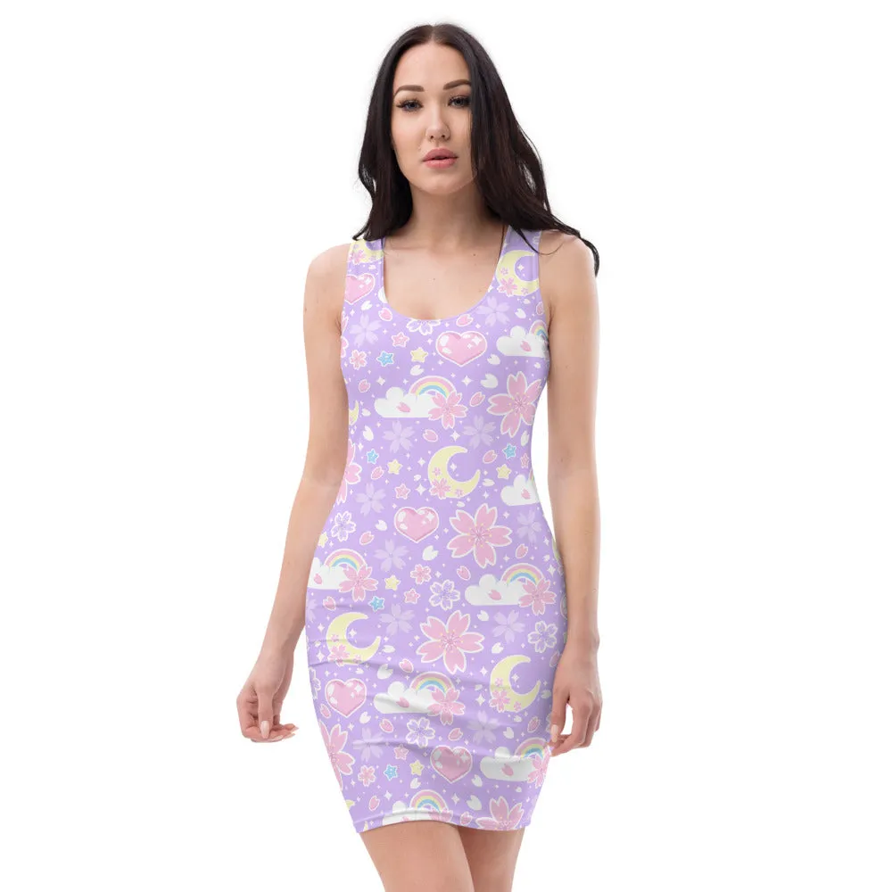 Cherry Blossom Dreams Purple Bodycon Dress