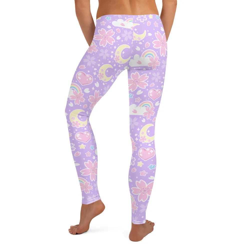 Cherry Blossom Dreams Purple Leggings