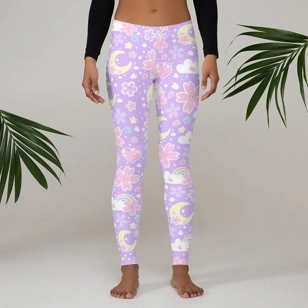 Cherry Blossom Dreams Purple Leggings