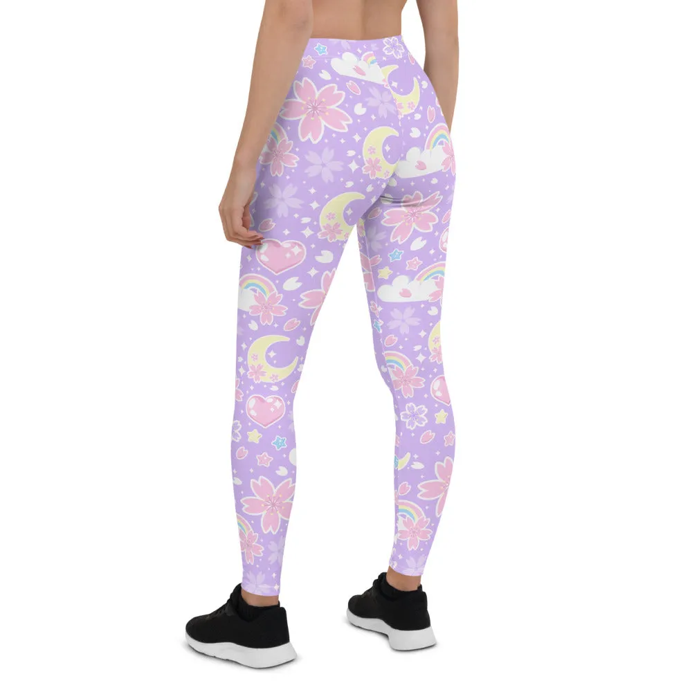 Cherry Blossom Dreams Purple Leggings