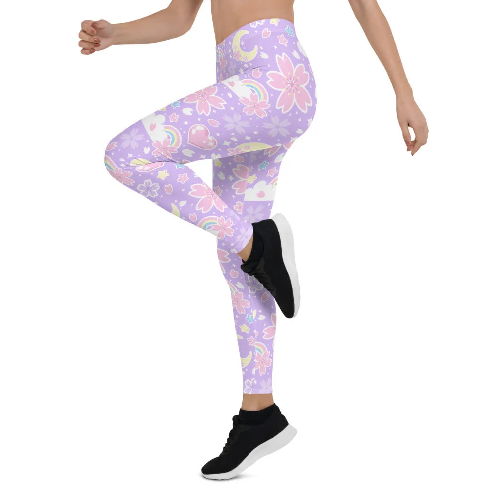 Cherry Blossom Dreams Purple Leggings