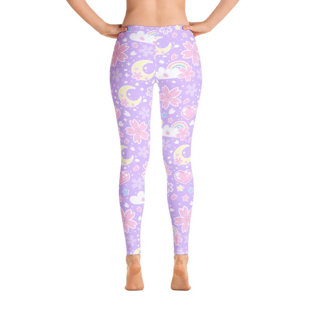 Cherry Blossom Dreams Purple Leggings