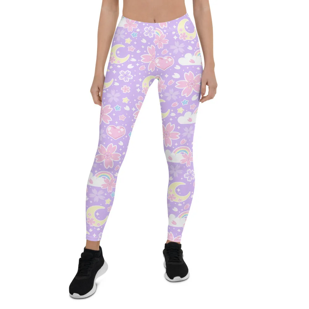 Cherry Blossom Dreams Purple Leggings