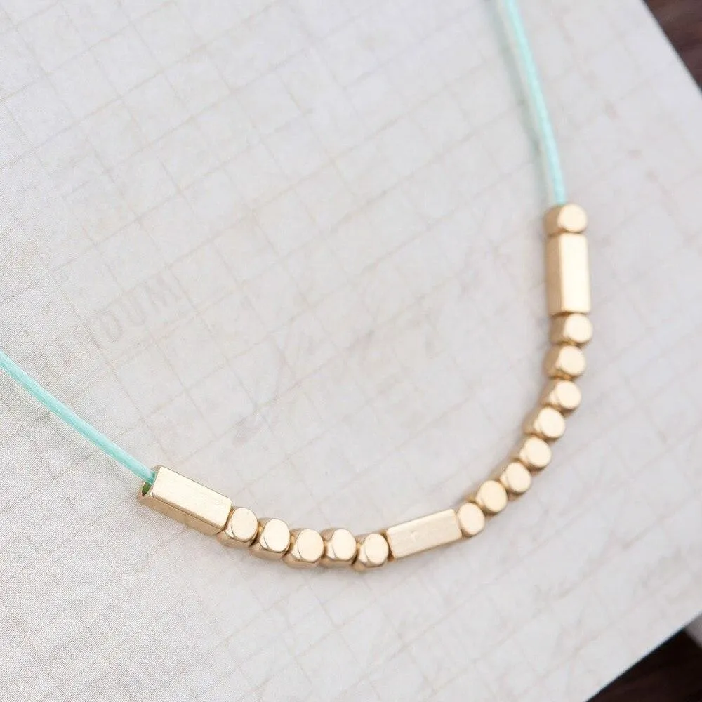 Copper Morse Code "Believe" Rope Necklace