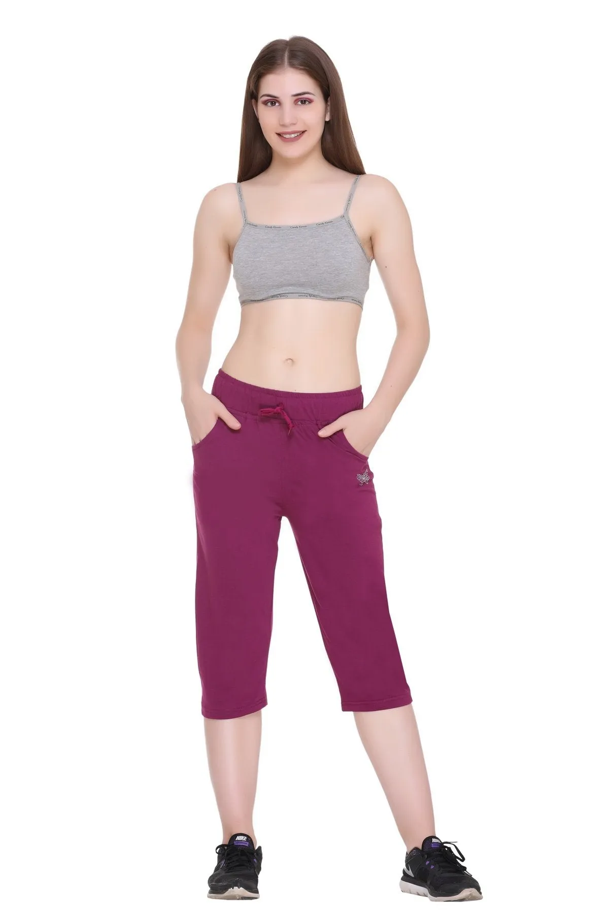 Cotton Capris For Women - Half Pants Pack of 2 (Purple & Navy Blue)