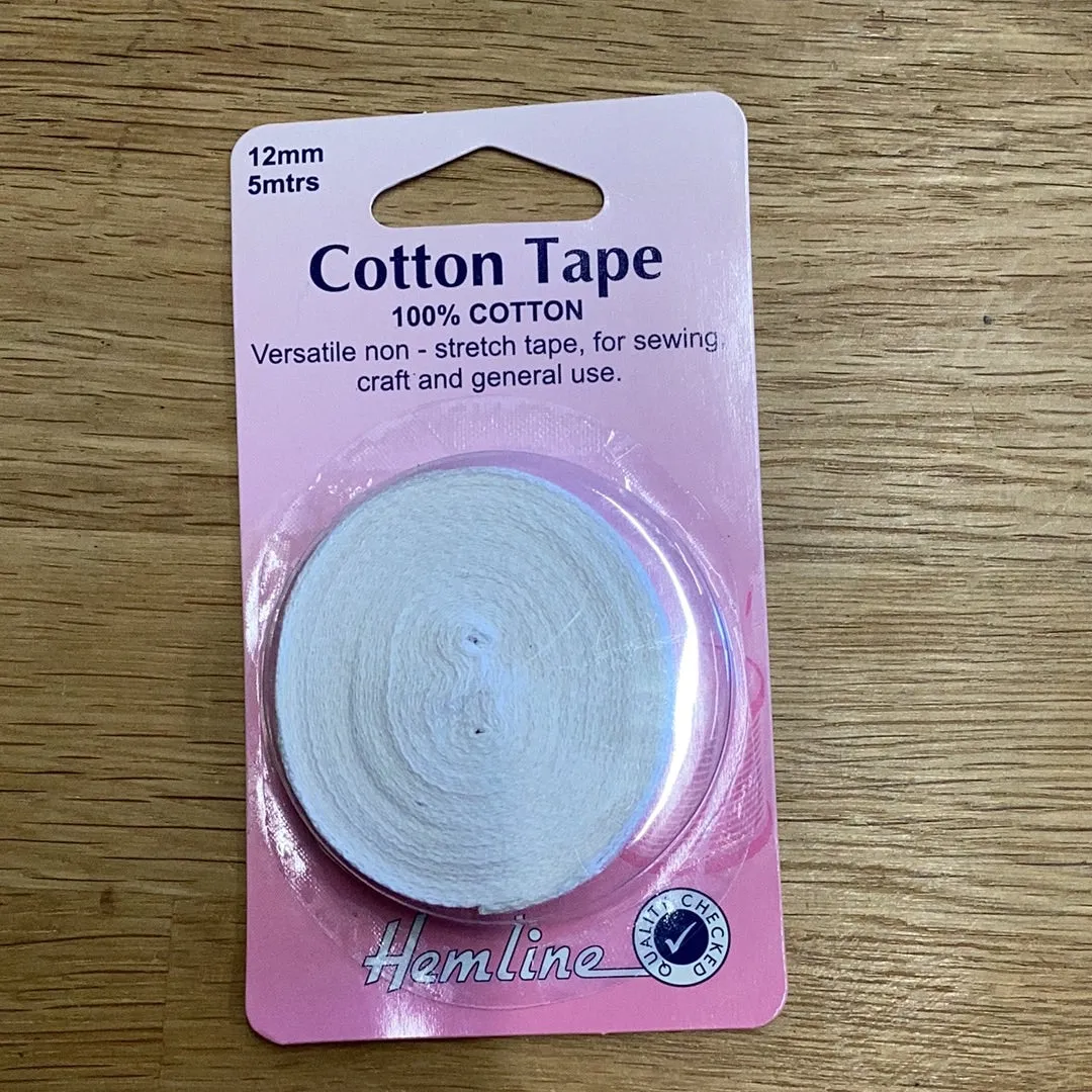 Cotton Tape 12mm by 5 mtrs