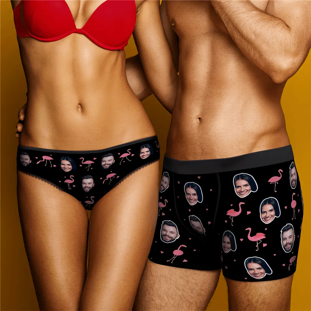 Couple Women's Custom Flamingo And Face On Panties