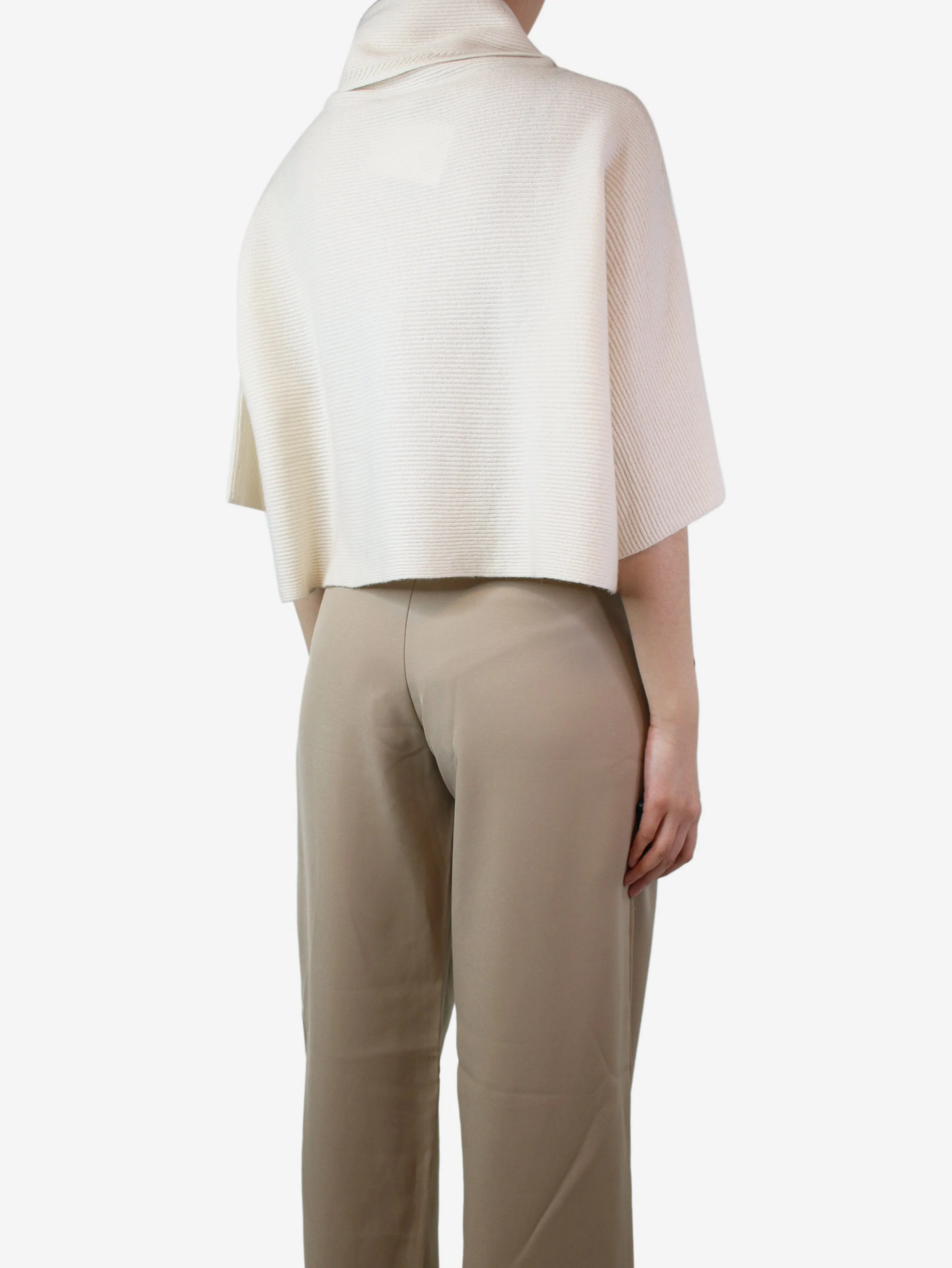 Cream cropped ribbed jumper - size S