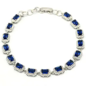 Created Blue Sapphire Gemstone Tennis Bracelet