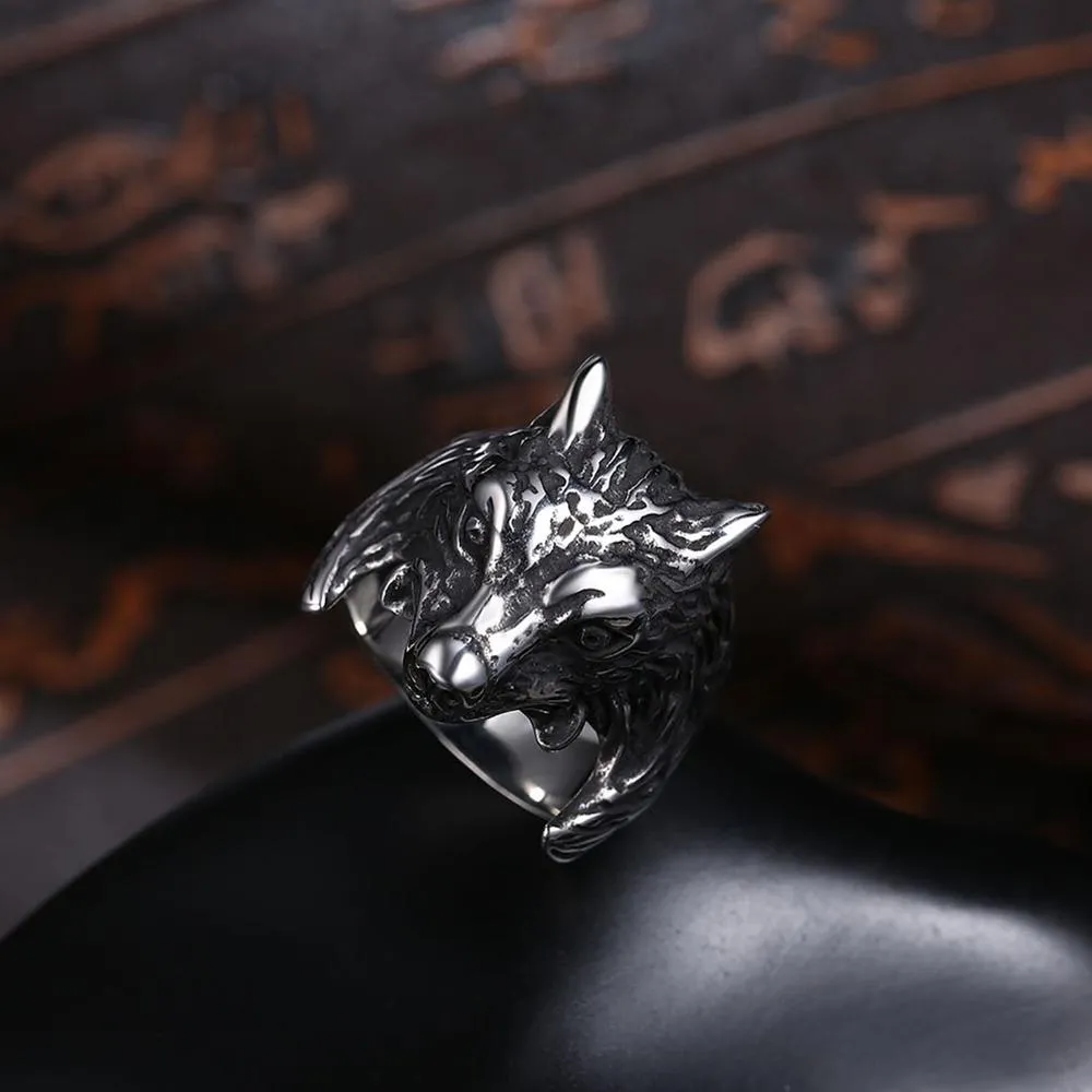 Creative Wolf Head Stainless Steel Classic Fashion Punk Ring