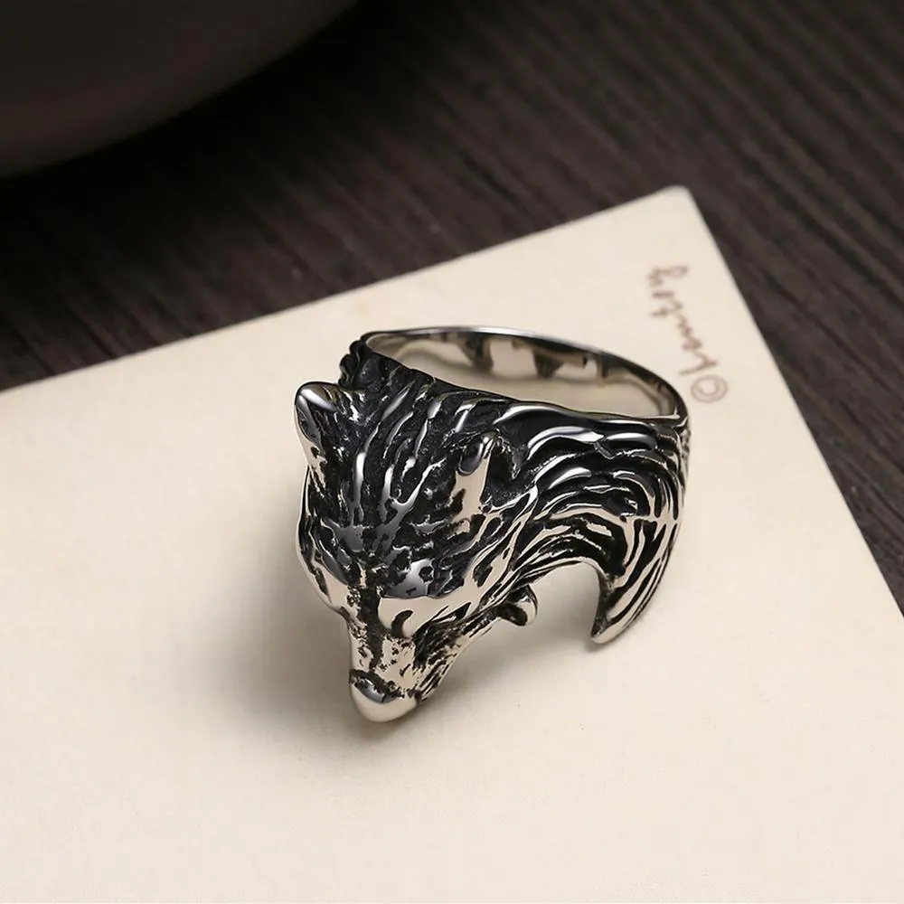 Creative Wolf Head Stainless Steel Classic Fashion Punk Ring