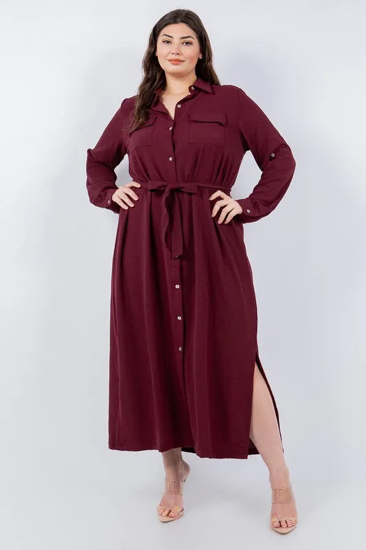 Curvy Button Down Shirt Dress