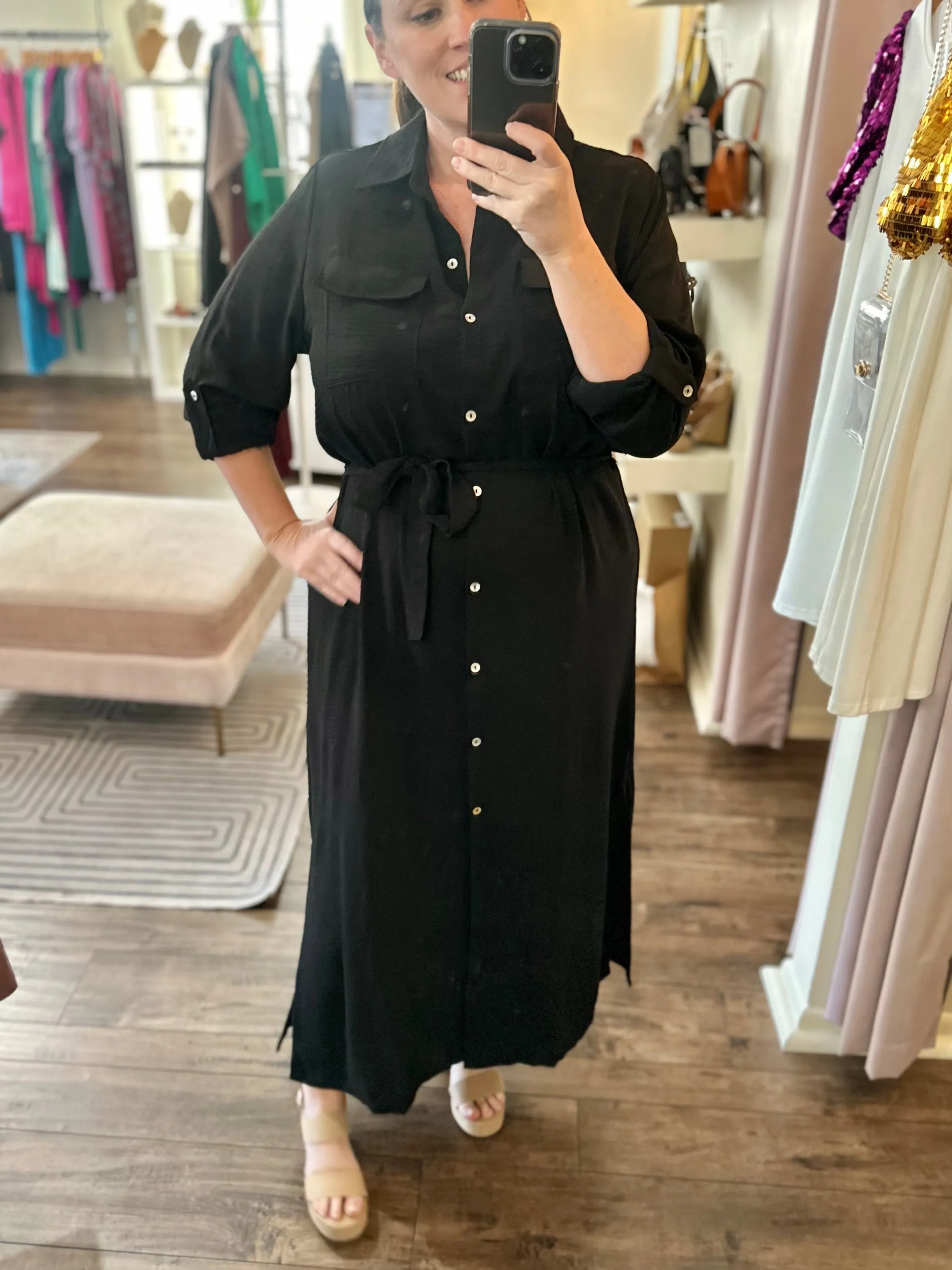 Curvy Button Down Shirt Dress