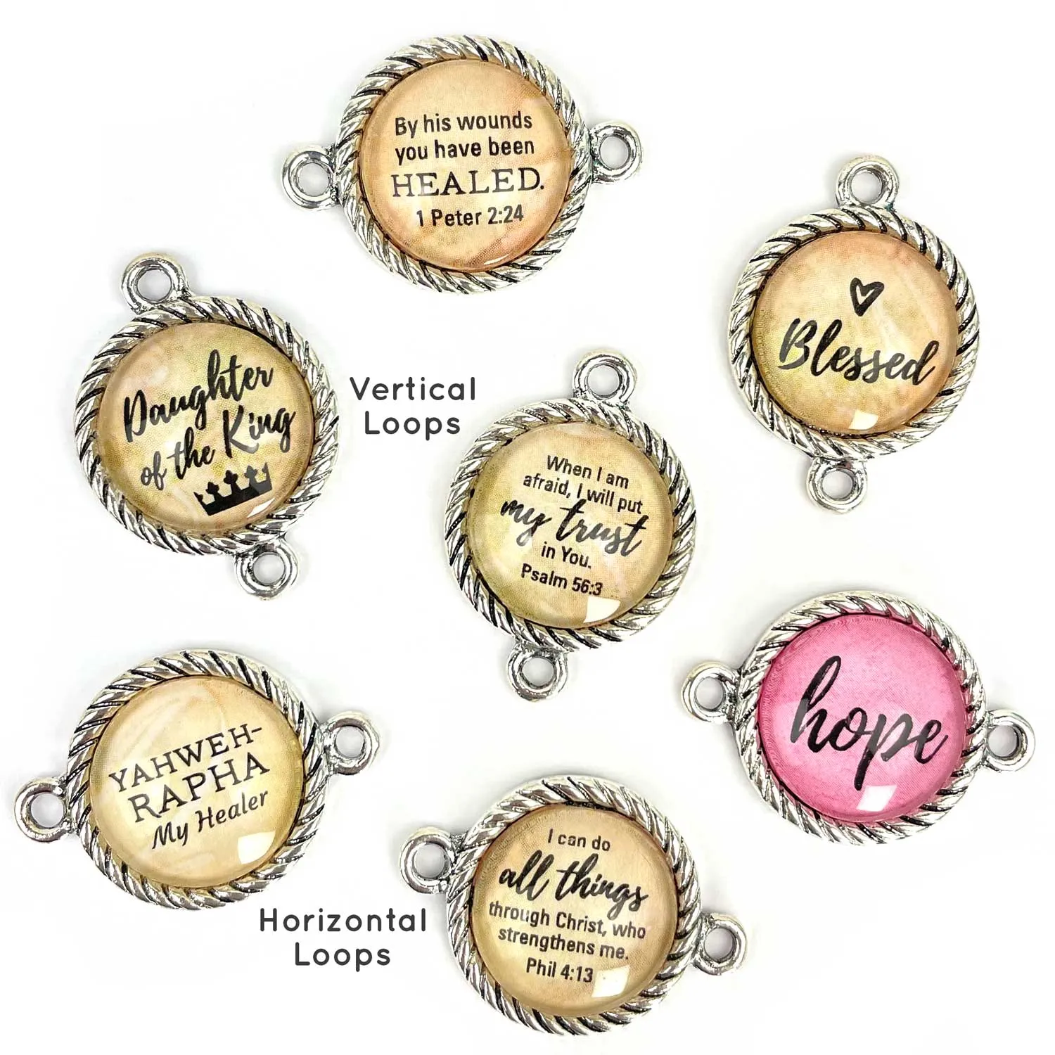 Custom Designed Glass Charms for Jewelry Making - 16, 20, 25mm, Silver, Gold - Bulk Designer Charms - Logo Charms