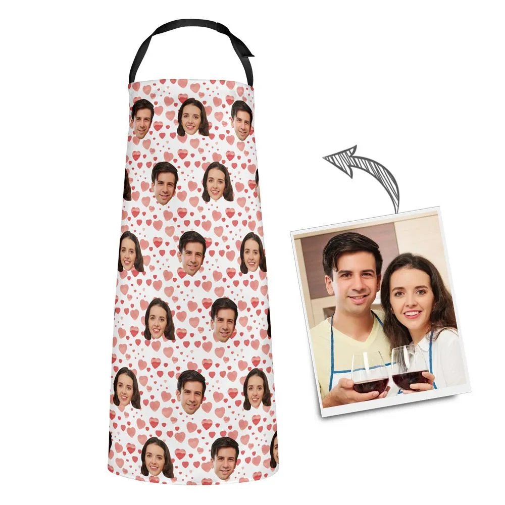 Custom Face Apron Photo Apron - Heart I Love Mom