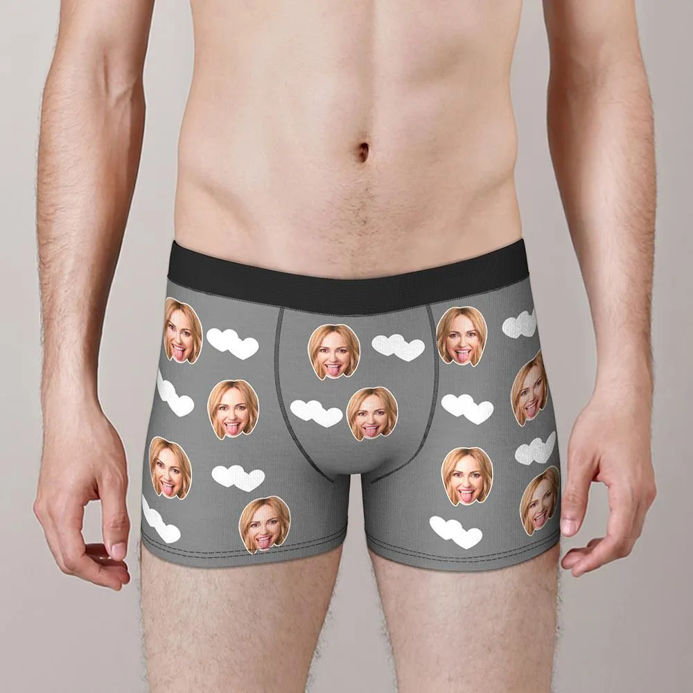 Custom Face Boxers Shorts Love Hearts Personalised Men's Boxer Briefs Valentine's Day Gift