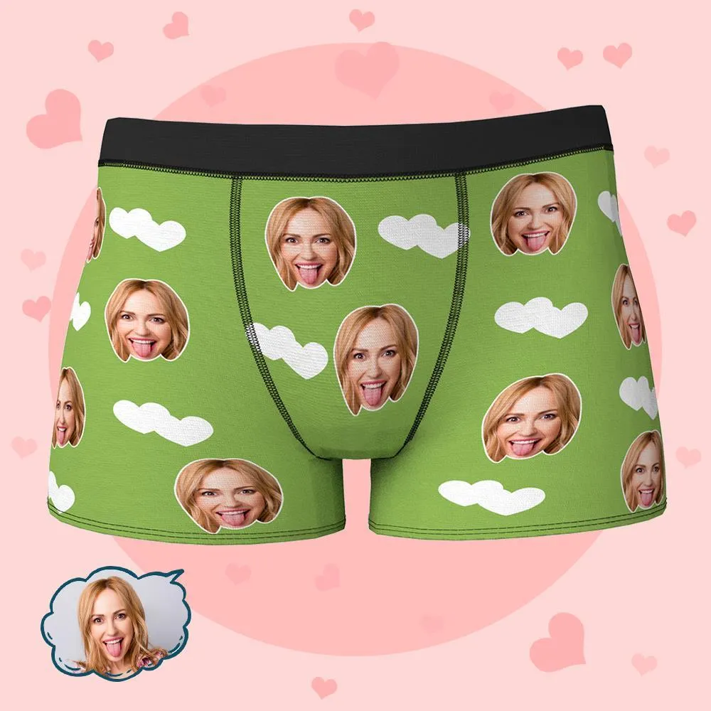 Custom Face Boxers Shorts Love Hearts Personalised Men's Boxer Briefs Valentine's Day Gift